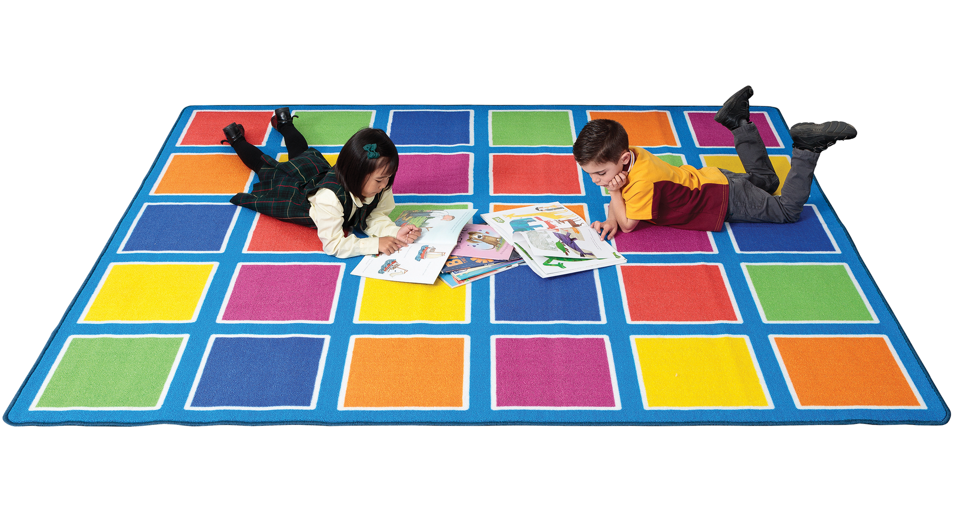 Colour Squares Rug Light Blue 30 Place