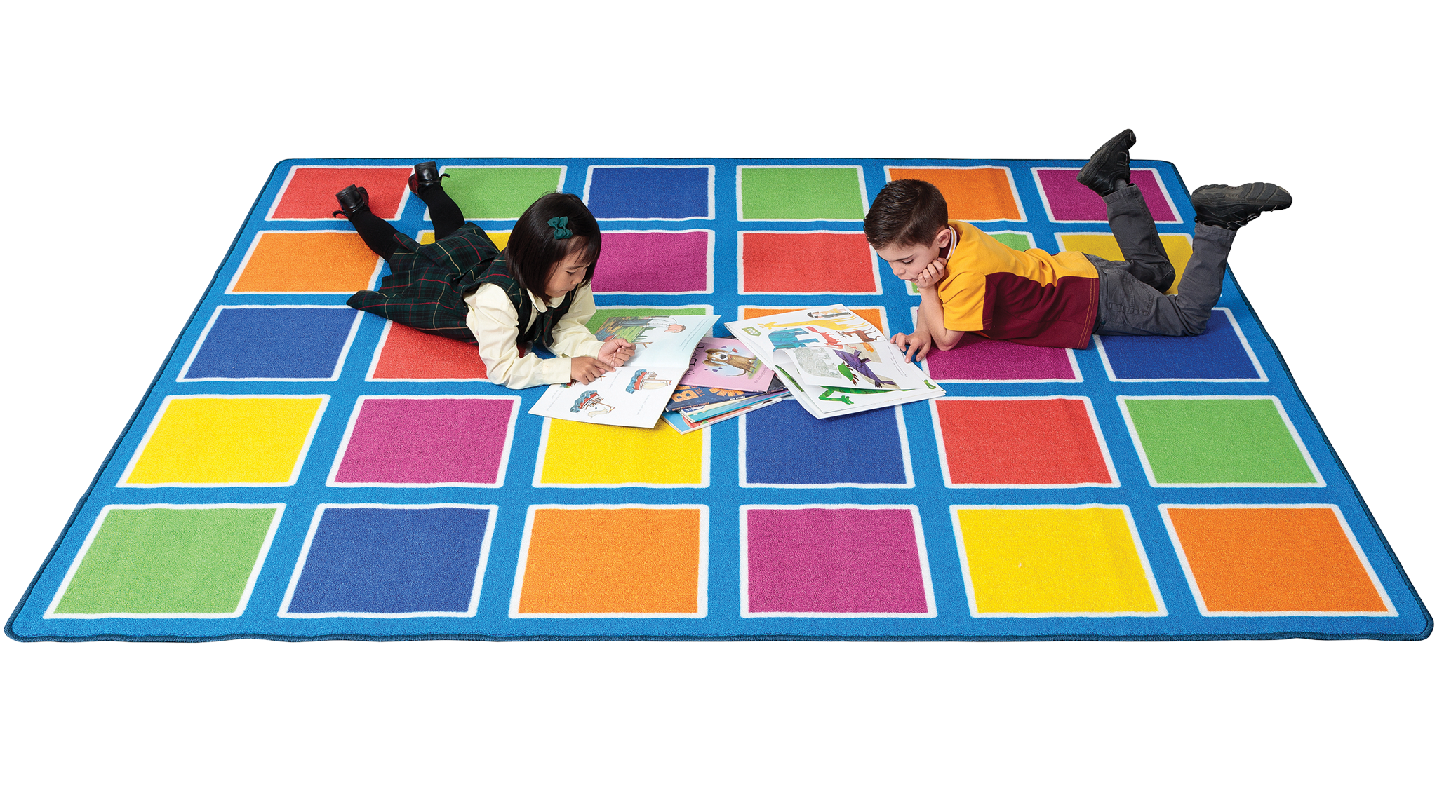 Colour Squares Rug Light Blue 30 Place