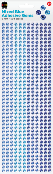 Mixed Adhesive Gems Blue 504pcs