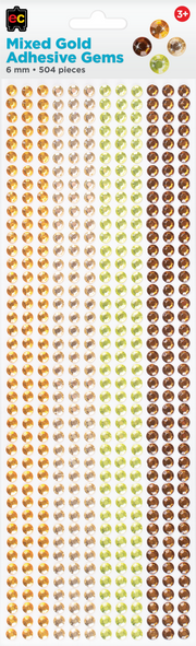 Mixed Adhesive Gems Gold 504pcs