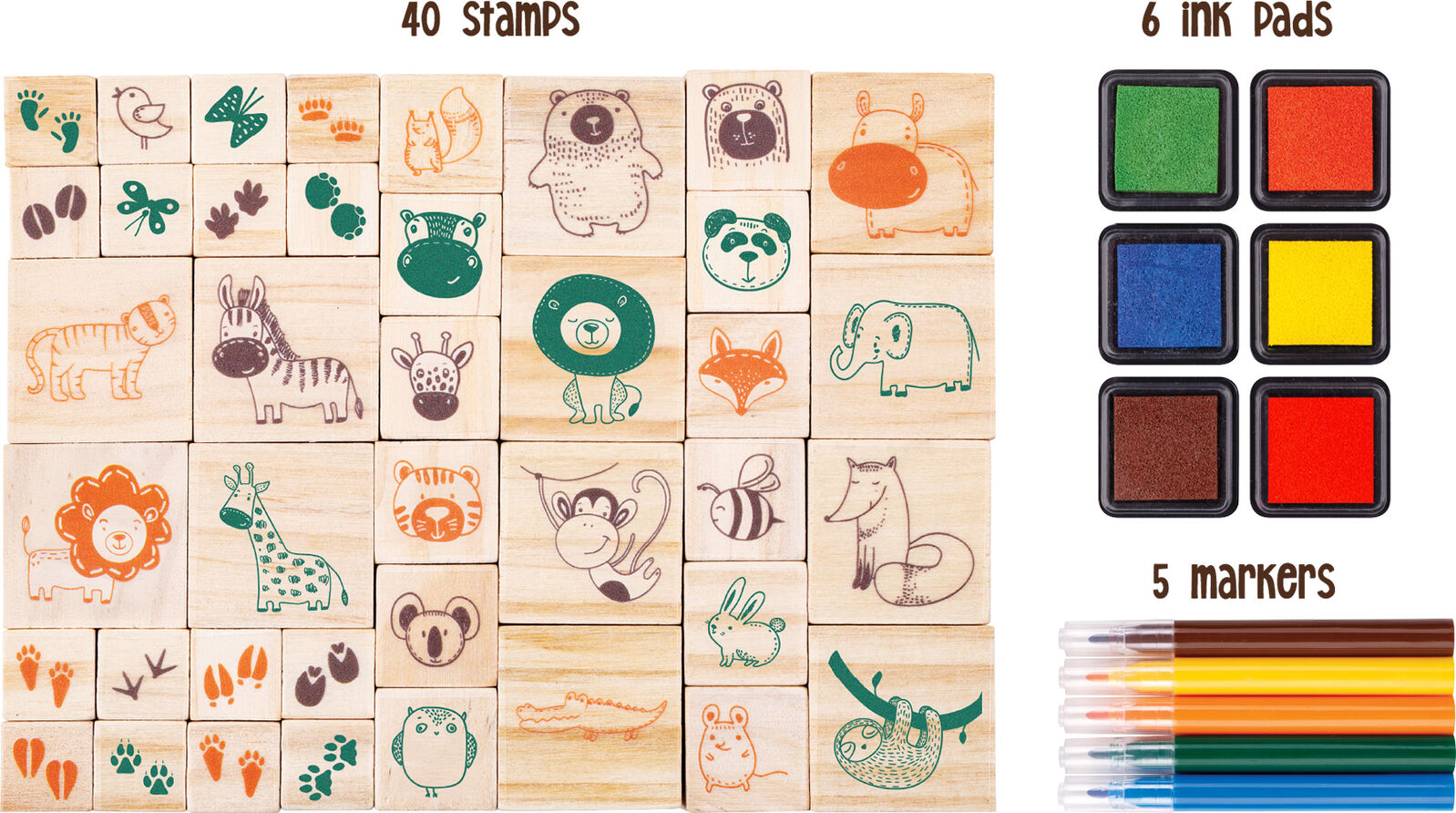 EC Wooden Stamp Set (51 Pieces) - All About Animals