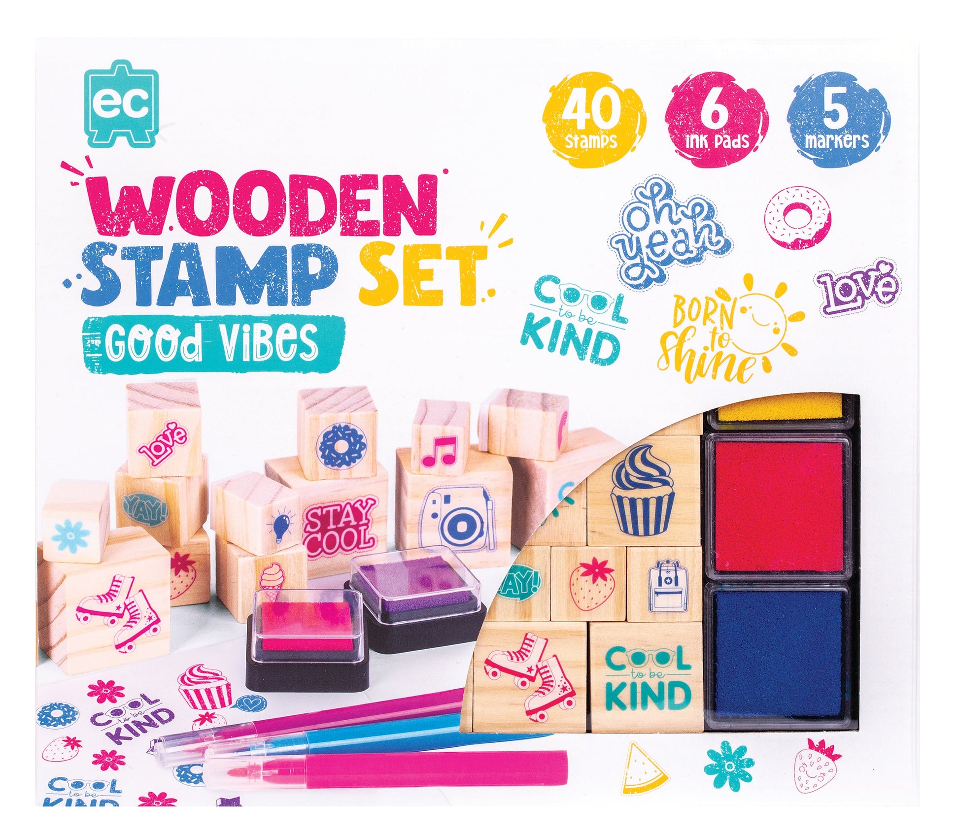 EC Wooden Stamp Set (51 Pieces) - Good Vibes!