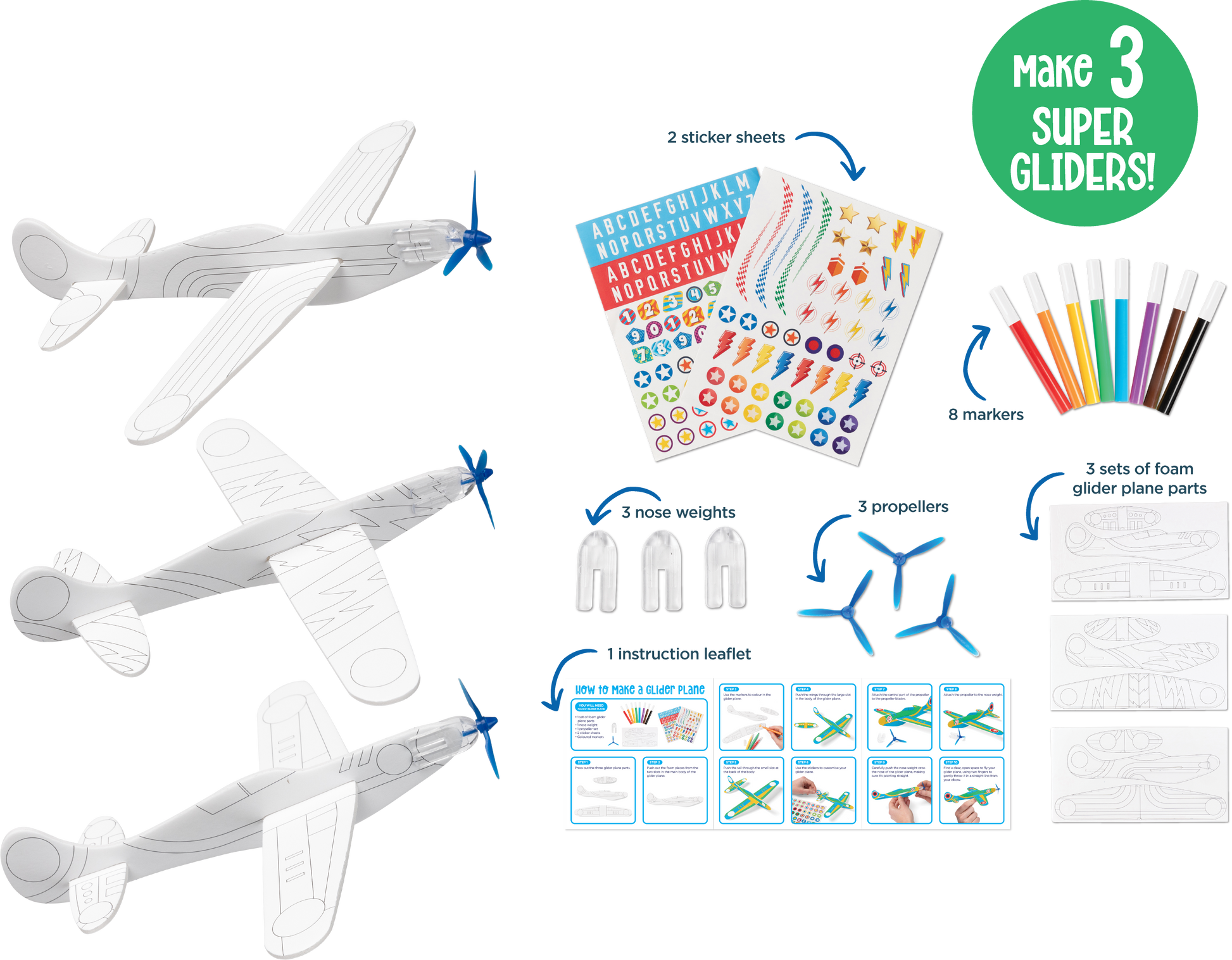 Imagine, Make & Play Glider Planes - Set of 3