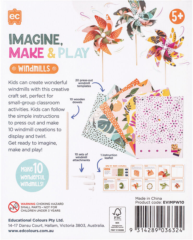 Imagine, Make & Play Wonderful Windmills - Pack of 10