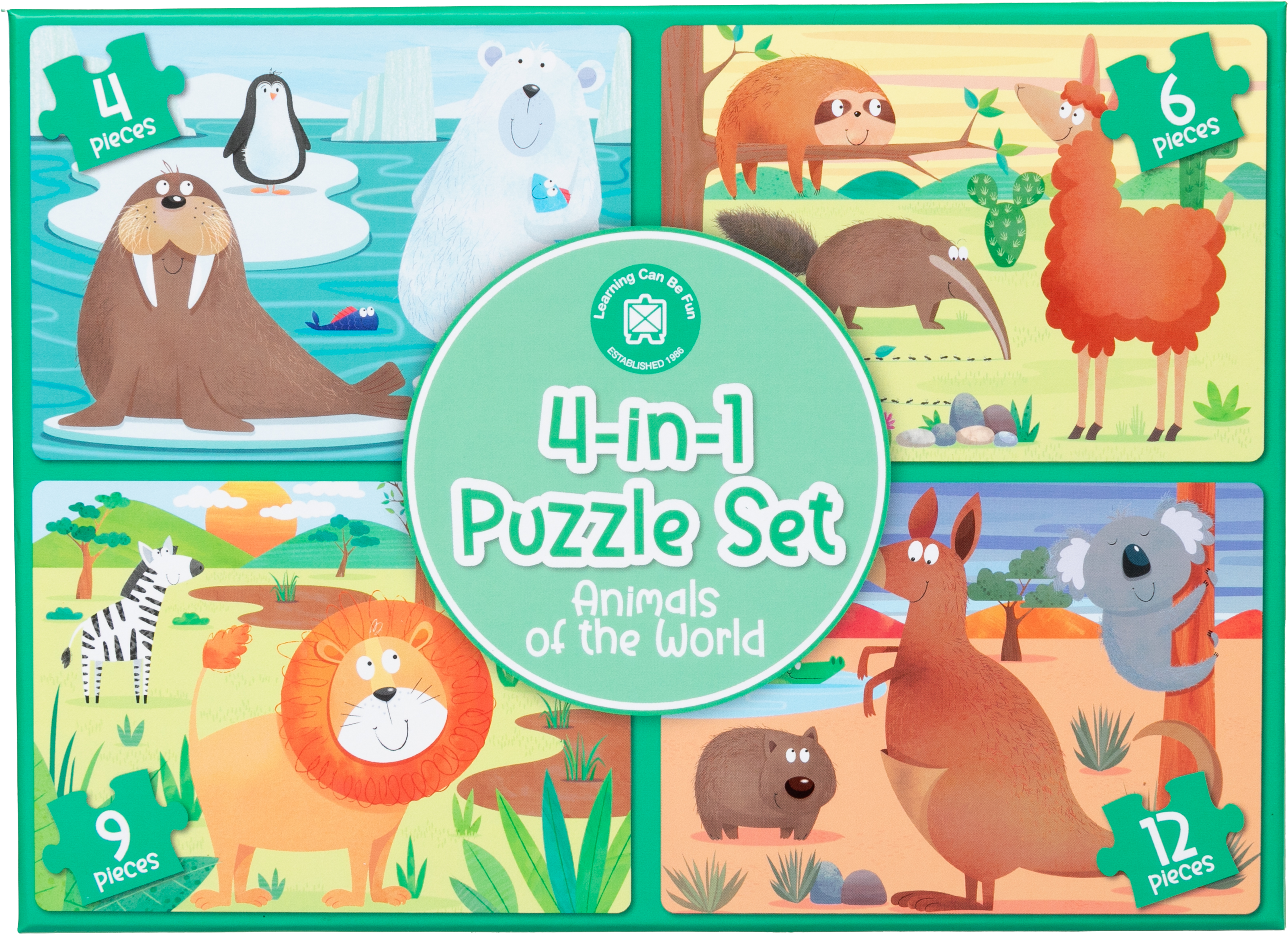 4-in-1 Puzzle Set: Animals of the World