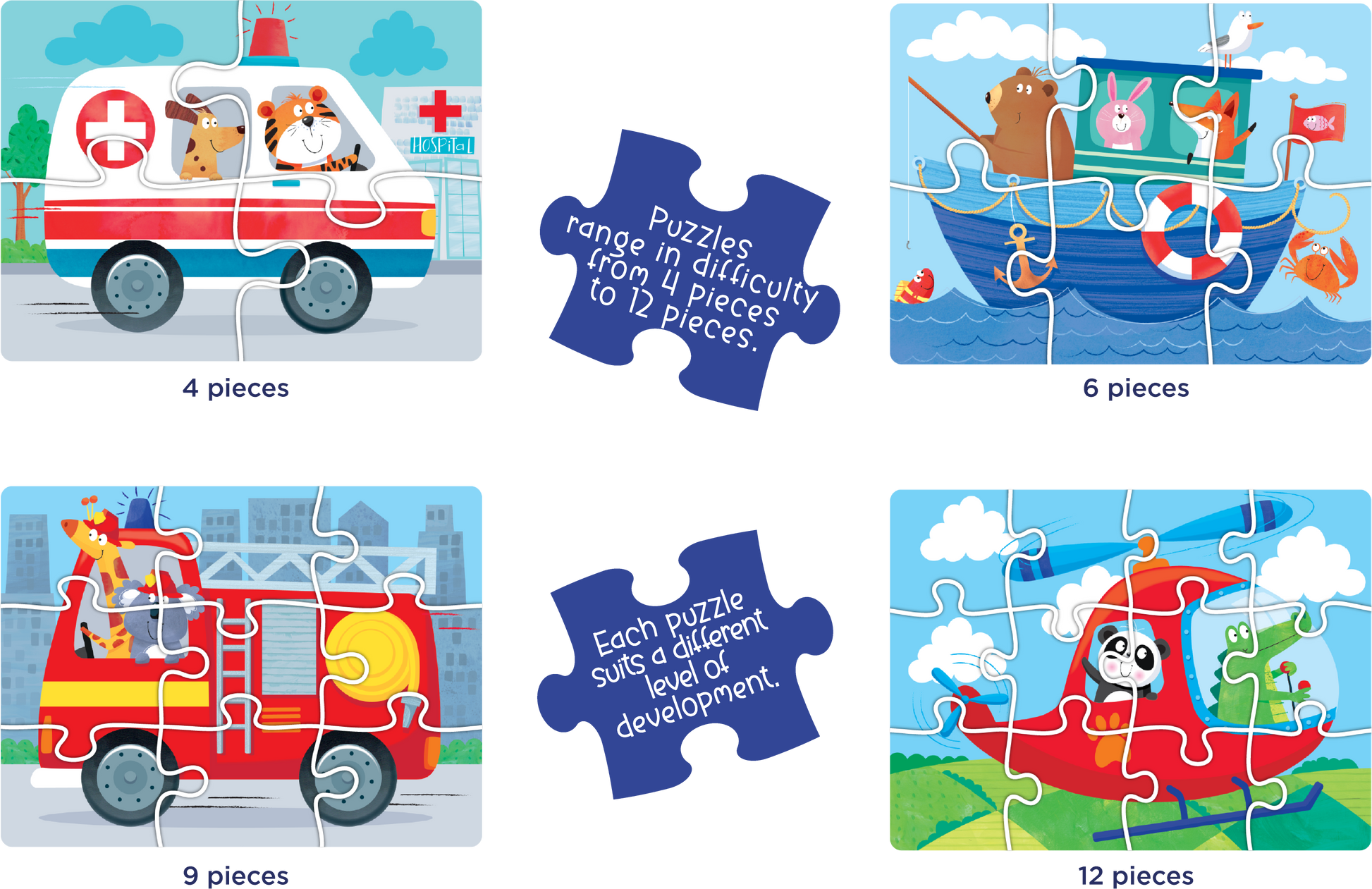 4-in-1 Puzzle Set: Things That Go
