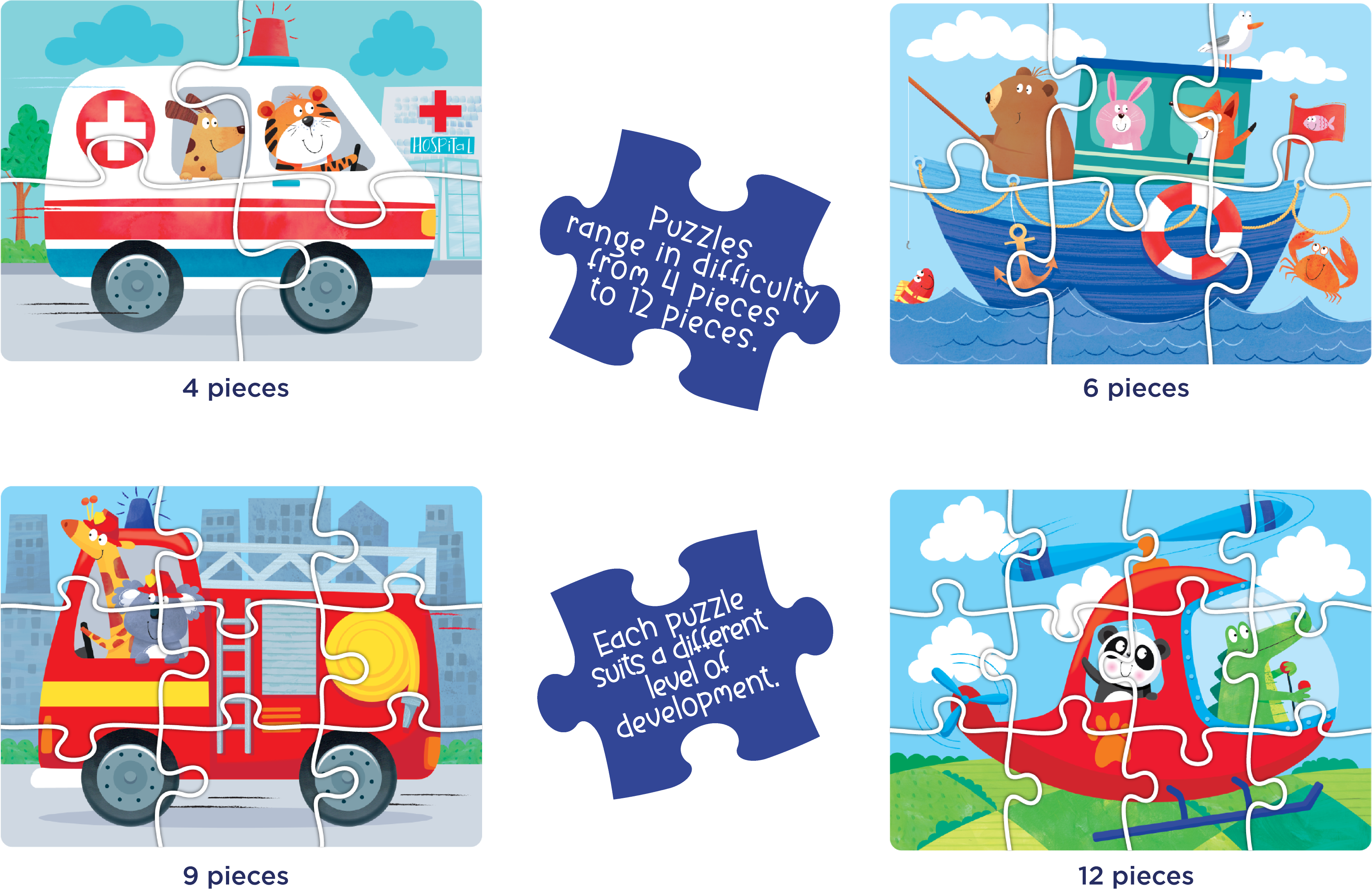 4-in-1 Puzzle Set: Things That Go