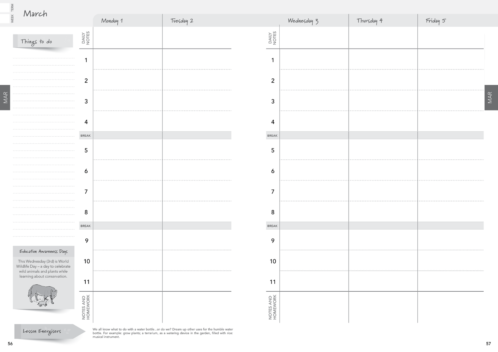 2027 Innovative Teachers' Companion (itc) - Early Years of Learning (F-2) – Weekly lesson planner spread