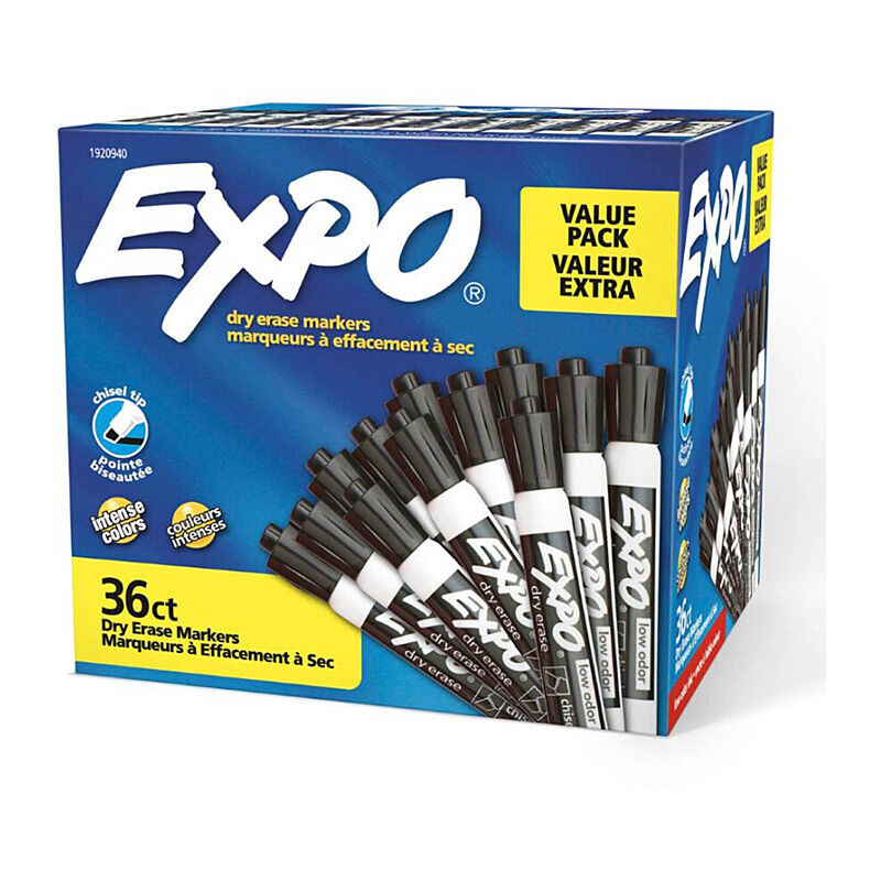 Expo D/E WB Marker CT Blk Pk36