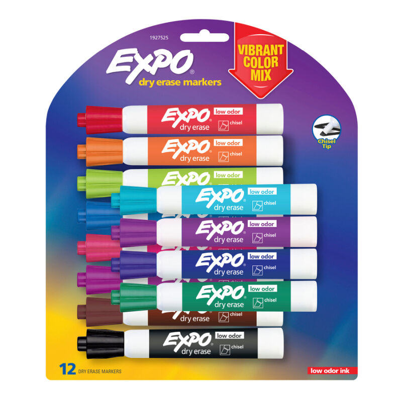 Expo Dry Erase Whiteboard Markers Chisel Vibrant - Pack of 12