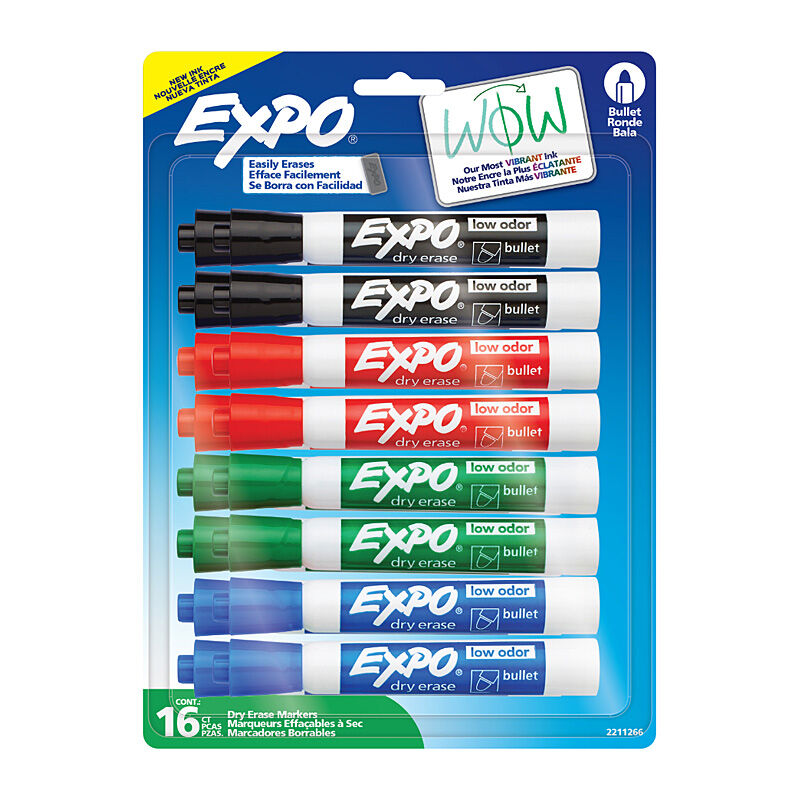 Expo Whiteboard Marker Bullet - Assorted (Pack of 16)