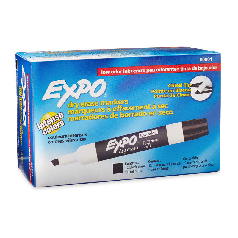 Expo Whiteboard Marker Chisel - Black (Box of 12)