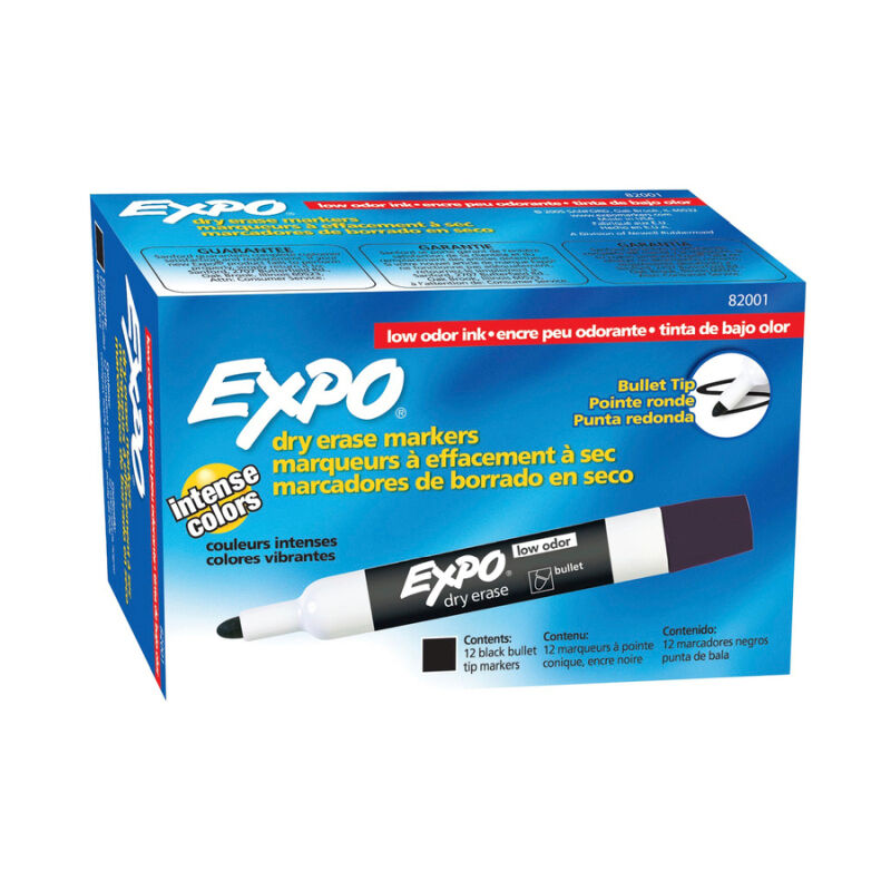 Expo Whiteboard Marker Bullet - Black (Pack of 12)