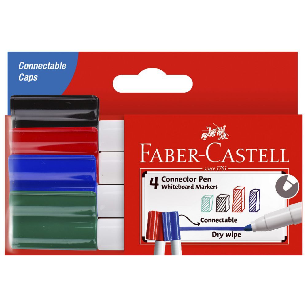 Faber-Castell Connector Pen: Whiteboard Markers (Pack of 4)
