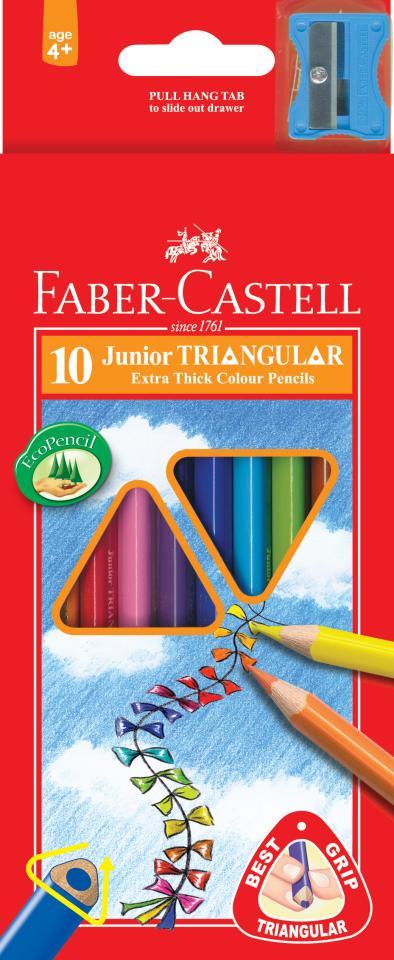 Faber-Castell Coloured Pencils - Triangular Grip: Pack of 10