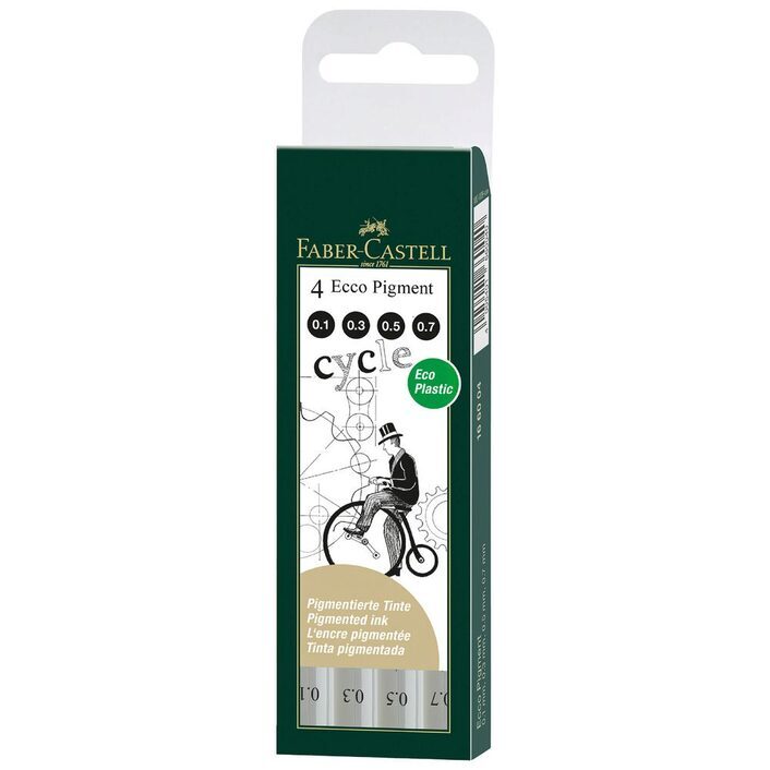 Faber-Castell Ecco Pigment Pen - Fibre Tip: Black (Set of 4)