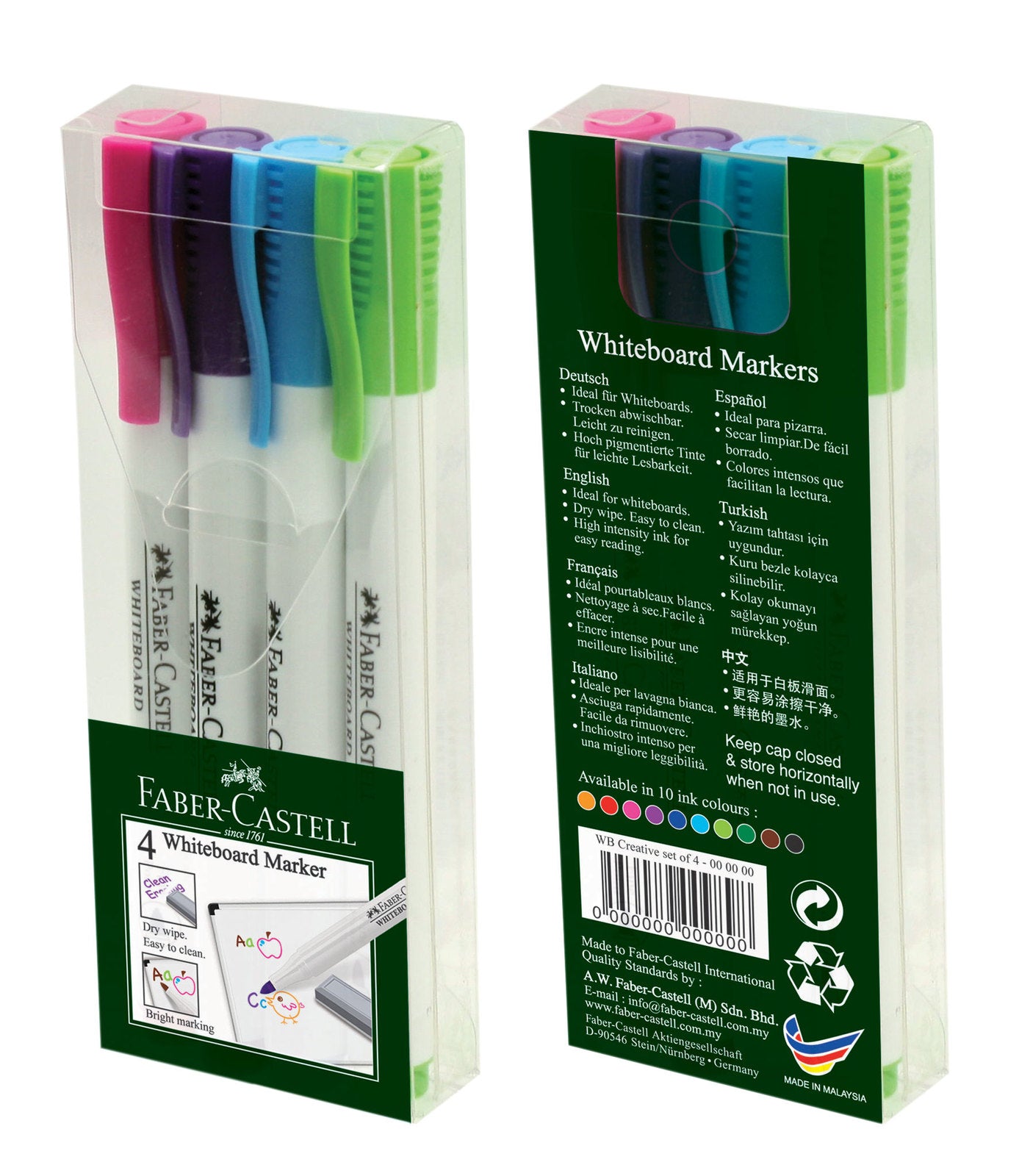 Faber-Castell Whiteboard Markers - Creative Colours: Pack of 4