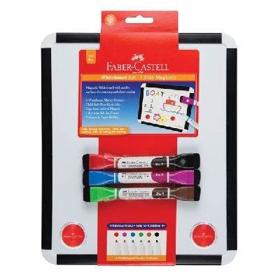 Faber-Castell Whiteboard Set - 2 Sided inc. Markers with Eraser Ends