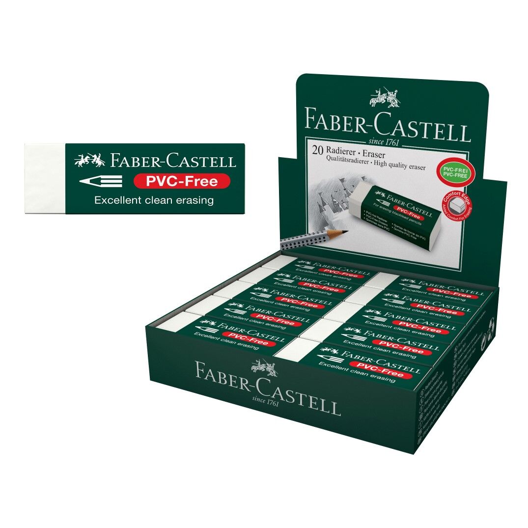 Faber-Castell Eraser - 7085-20: Large With Sleeve PVC-Free (Box of 20)
