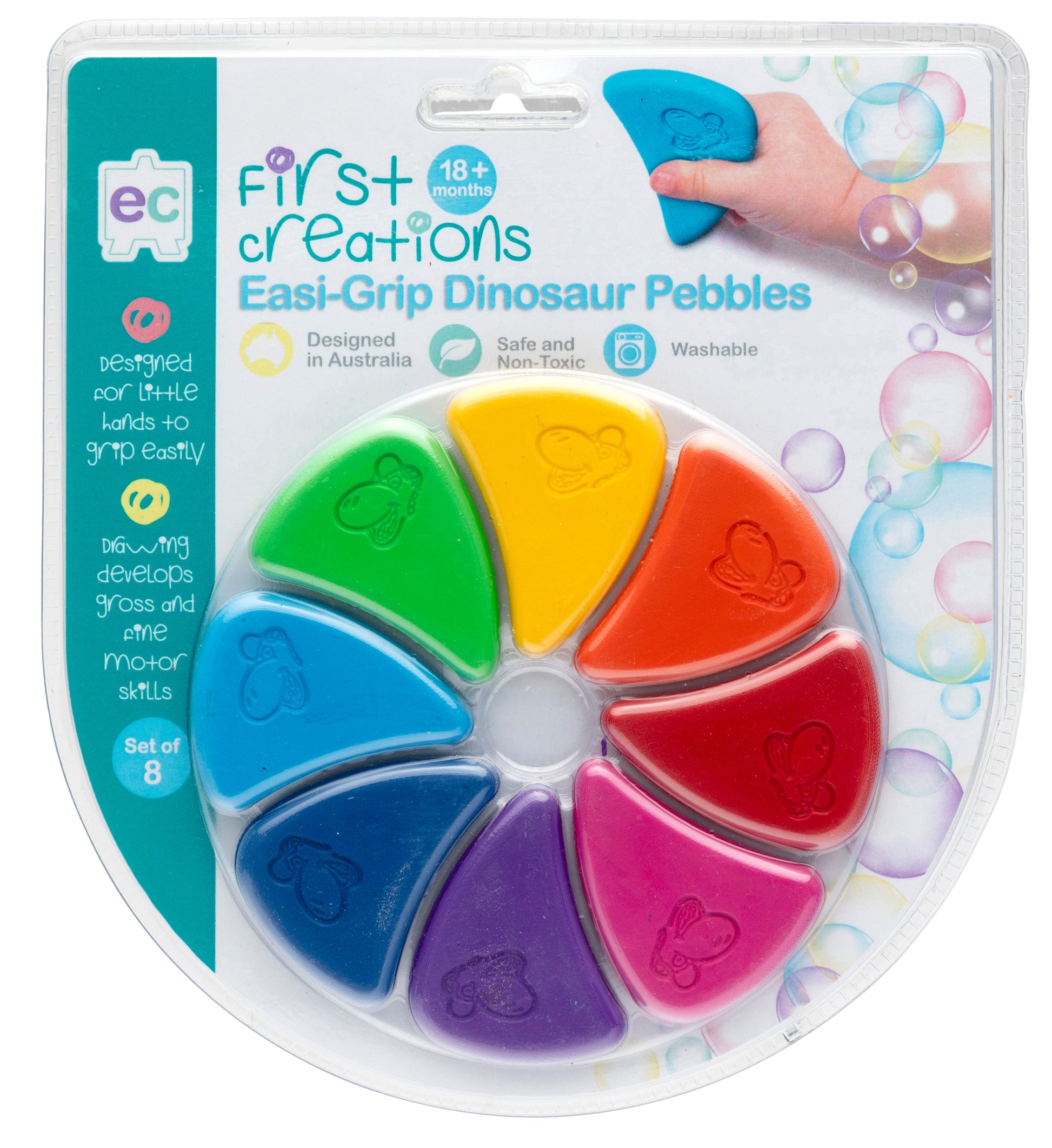 First Creations Easi-Grip Dinosaur Pebbles - Set of 8