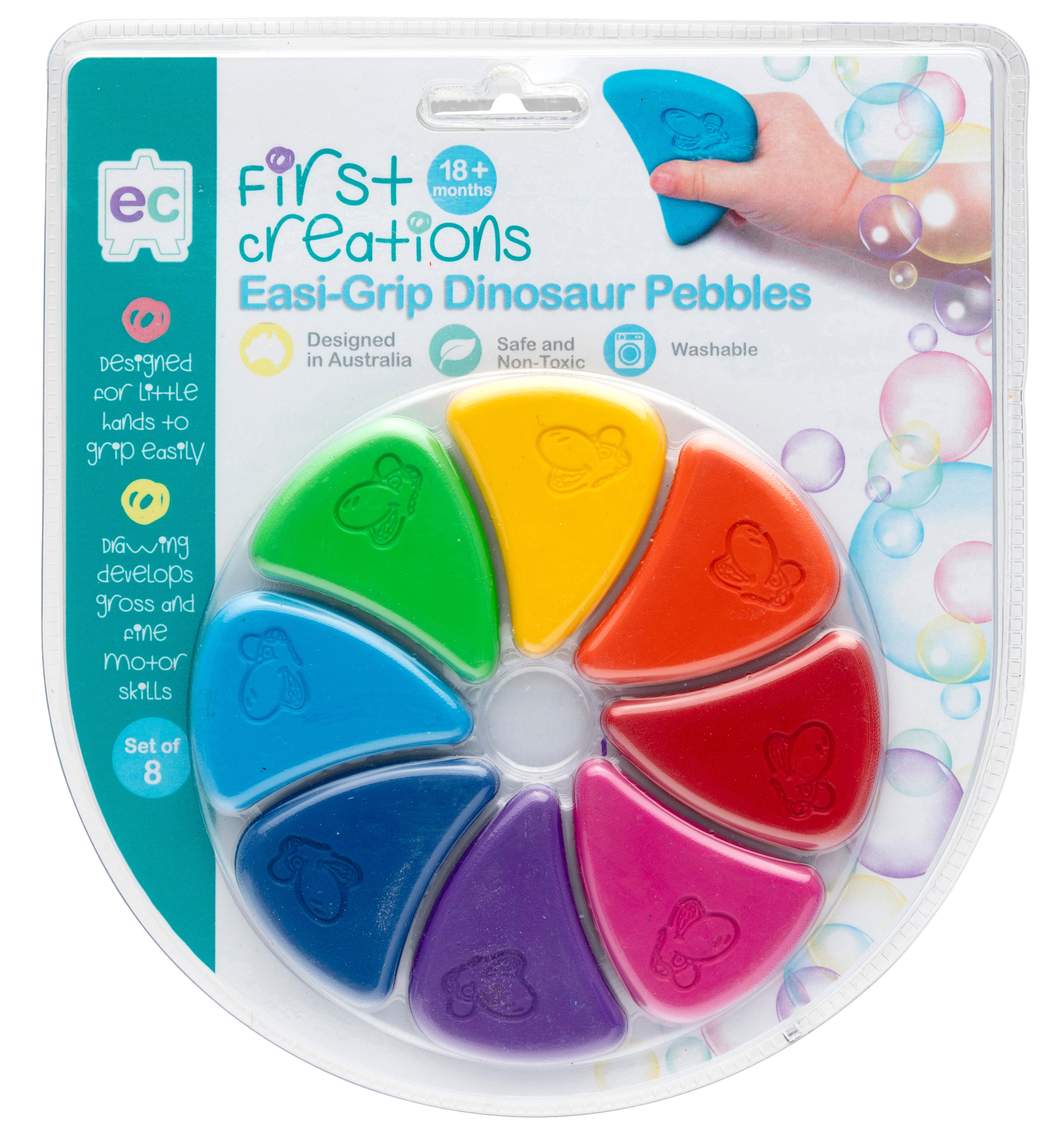 First Creations Easi-Grip Dinosaur Pebbles - Set of 8