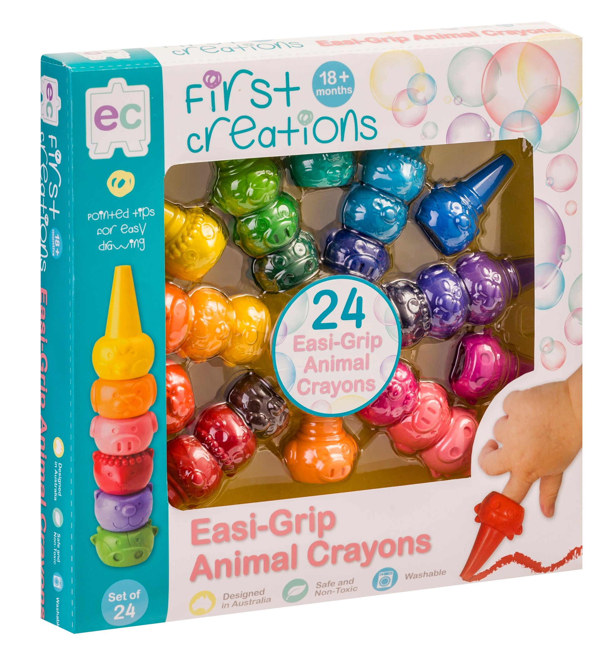 First Creation Easi-Grip Animal Crayons - Set of 24