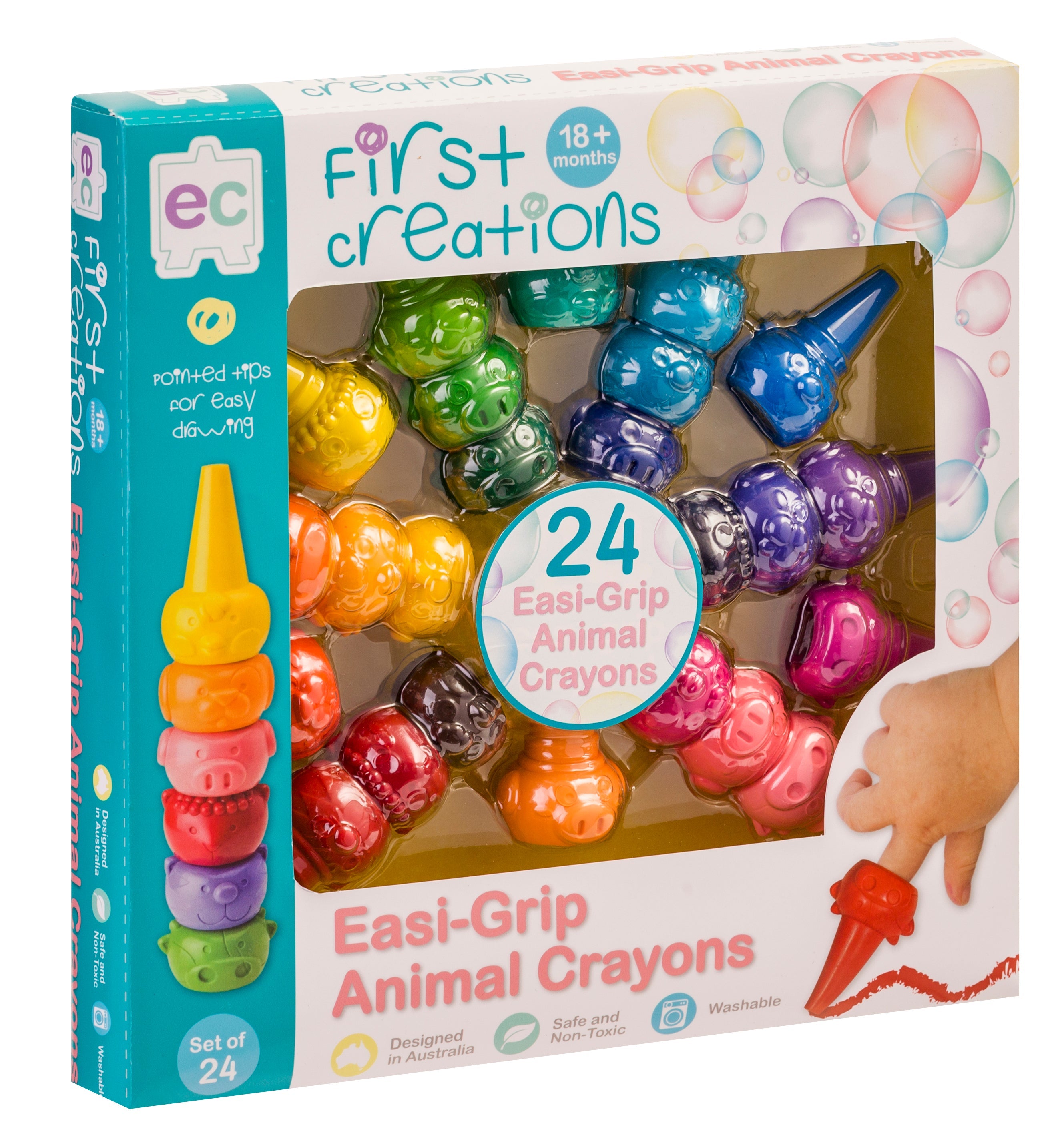 First Creation Easi-Grip Animal Crayons - Set of 24