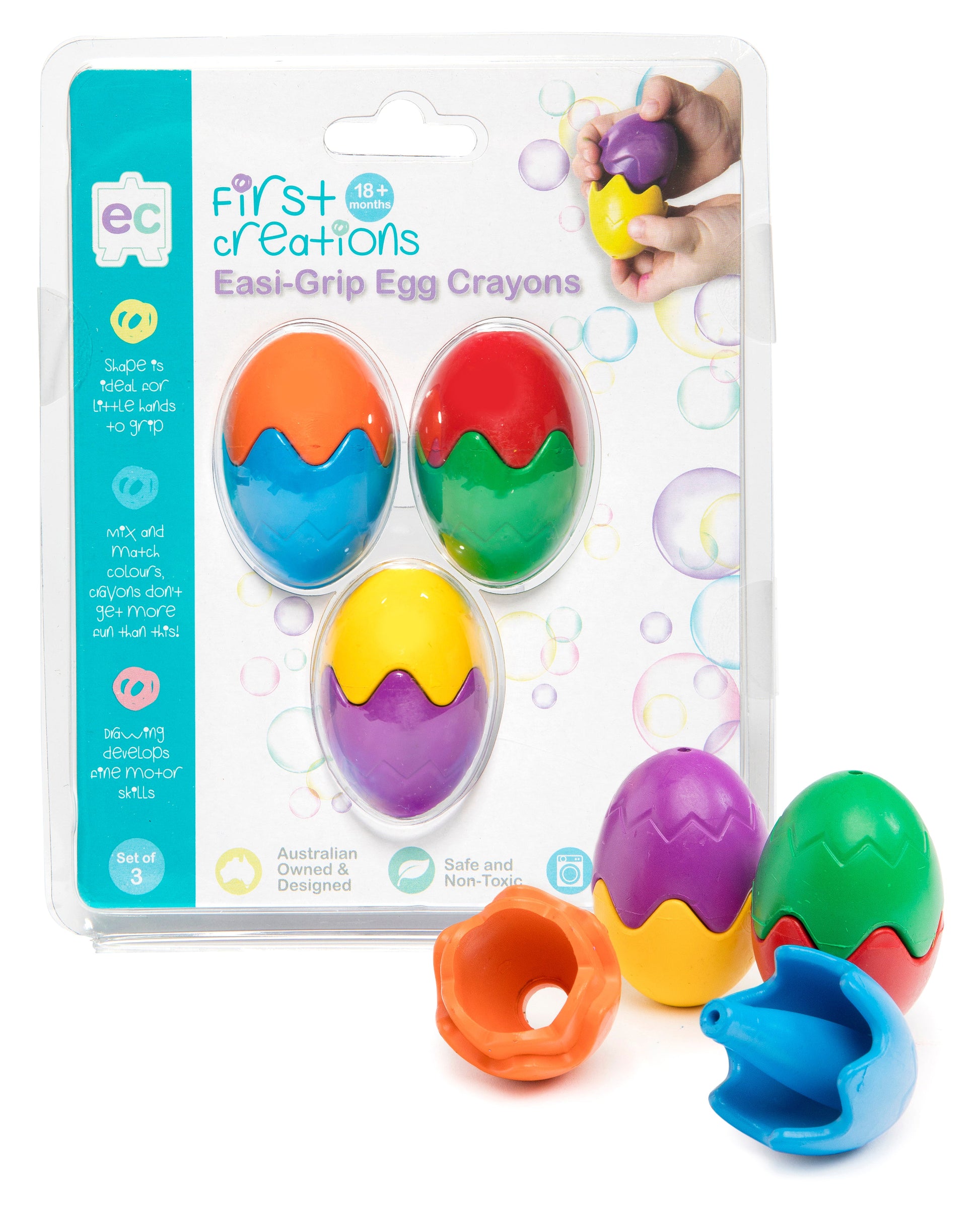 Easi-Grip Egg Crayons - Set of 3