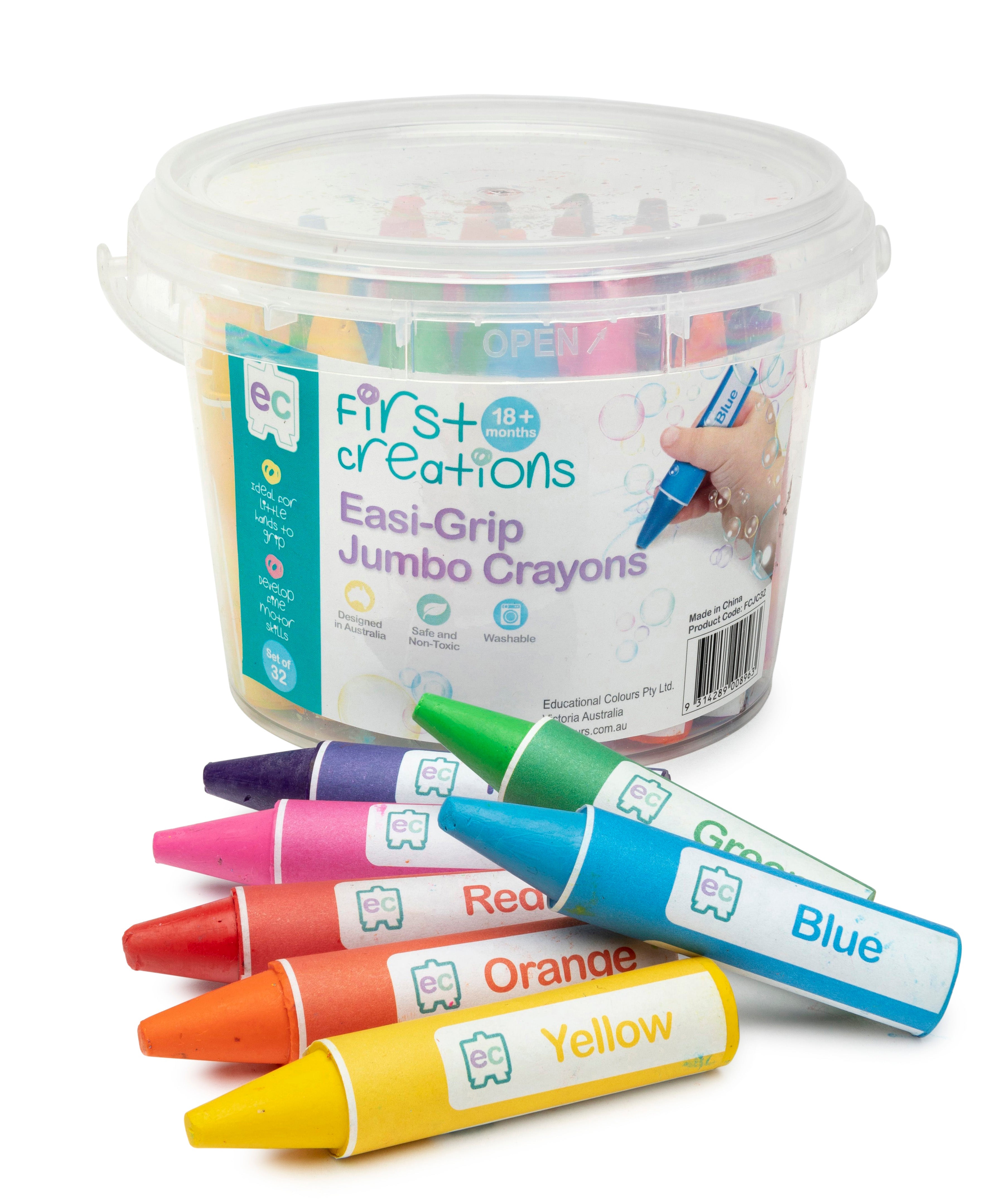 First Creations Easi-Grip Jumbo Crayons - Tub of 32