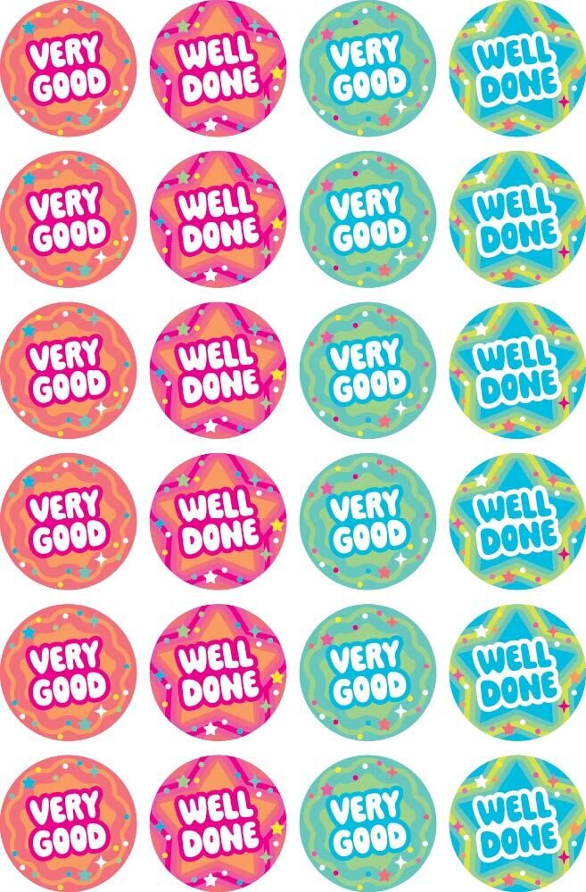 Very Good/Well Done Fluoro Stickers