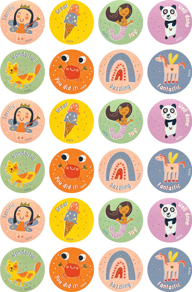 Kid-Drawn Doodles (Girl) - Foil Stickers (Pack of 72)