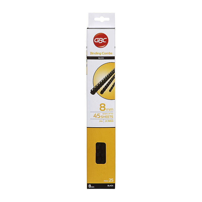GBC Binding Comb 8mm - Black (Pack of 25)