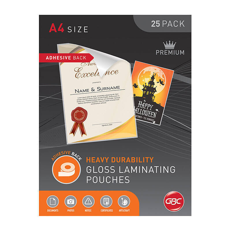 GBC Laminating Pouch A4 125 Micron Pack of 25 Adhesive
