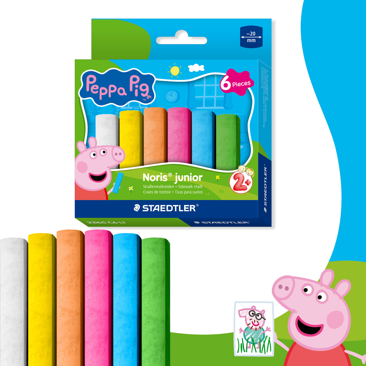 Staedtler Noris Junior Peppa Pig Sidewalk Chalk Pack of 6