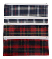 GNS Pencil Case - 38x27cm (2-Zip) Tartan Assorted