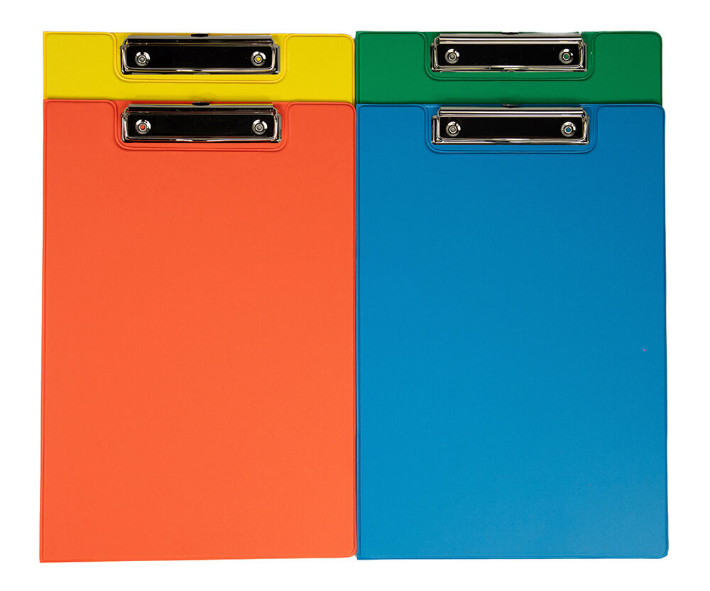 GNS Clipfolder - A4 W/Pocket Bright Assorted (Pack of 4)