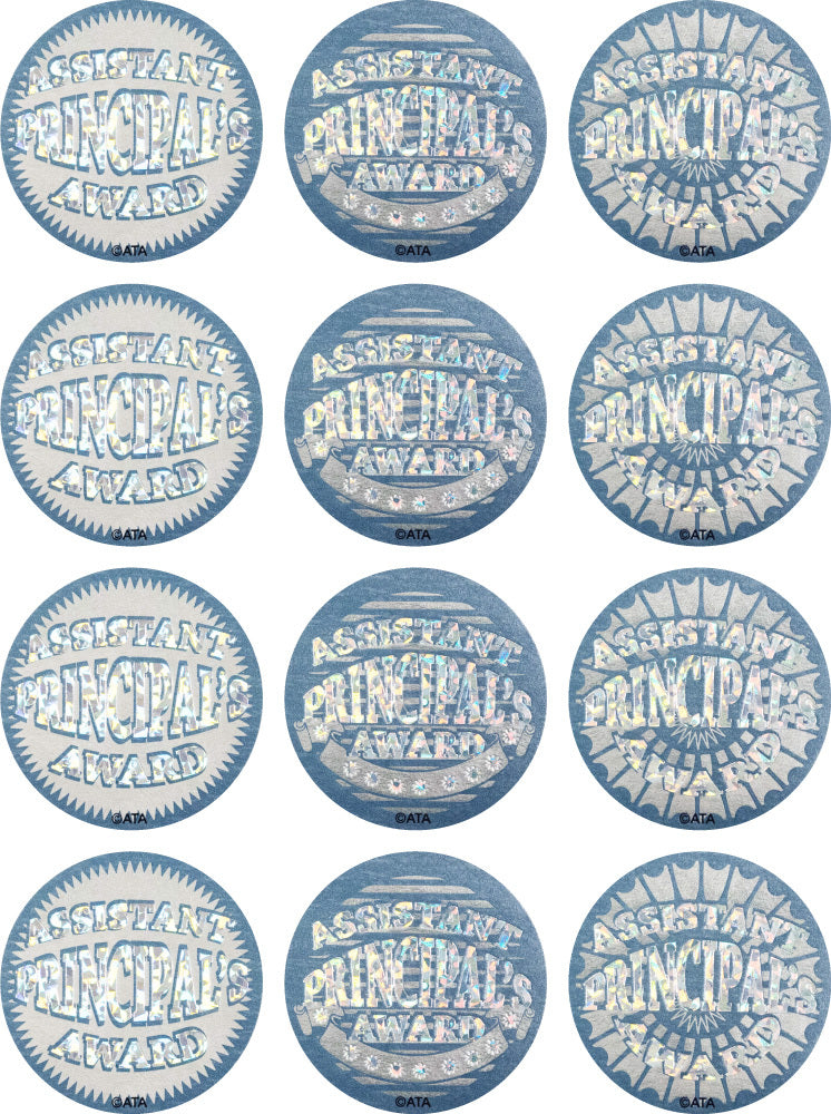 Assistant Principal's Award (40mm) - Siver Glitz on Silver Foil Stickers