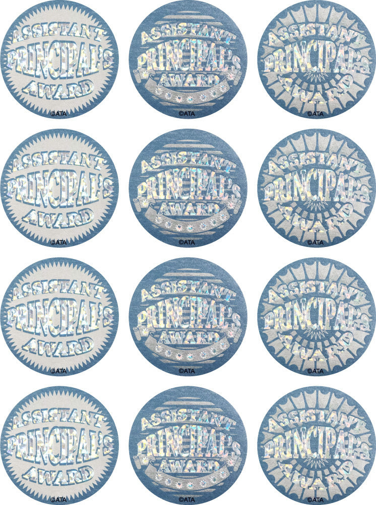 Assistant Principal's Award (40mm) - Siver Glitz on Silver Foil Stickers