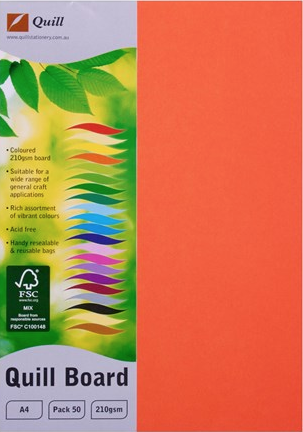 Quill Board 210gsm (A4) - Pack of 50: Orange