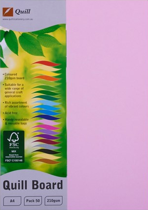 Quill Board 210gsm (A4) - Pack of 50: Coloured