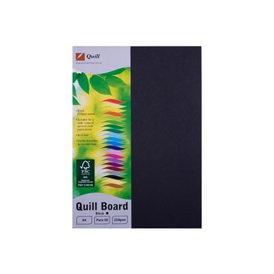 Quill Board 210gsm (A4) - Pack of 50: Black