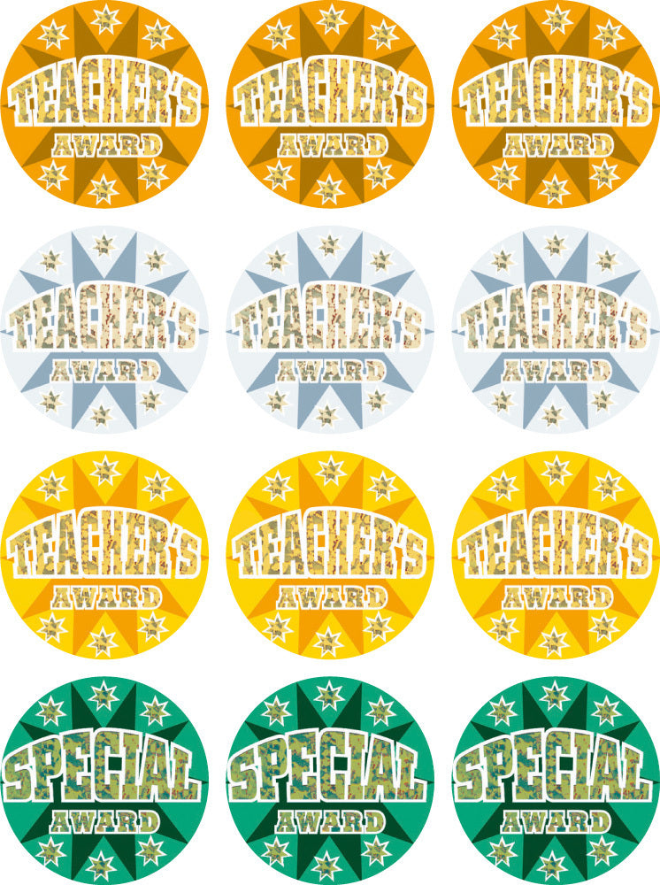 Teacher's Award 40mm Holographic Laser Stickers