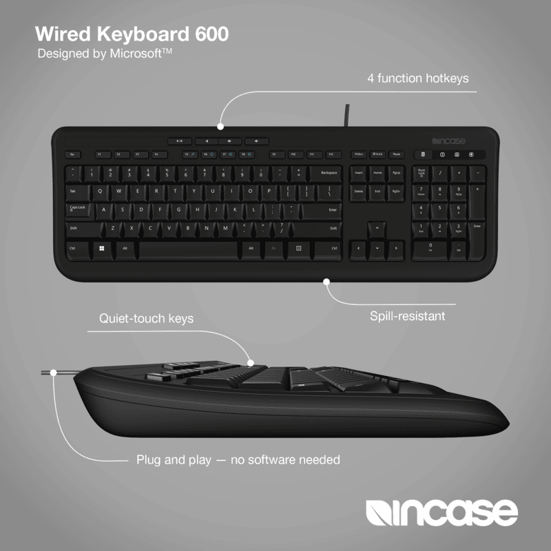 Incase Designed by Microsoft Desktop 600 Wired Keyboard Black [ANB-00025]