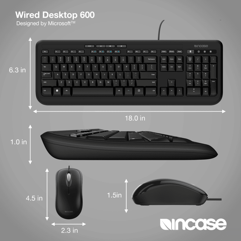 Incase Designed by Microsoft Wired Keyboard & Mouse Black [APB-00018]