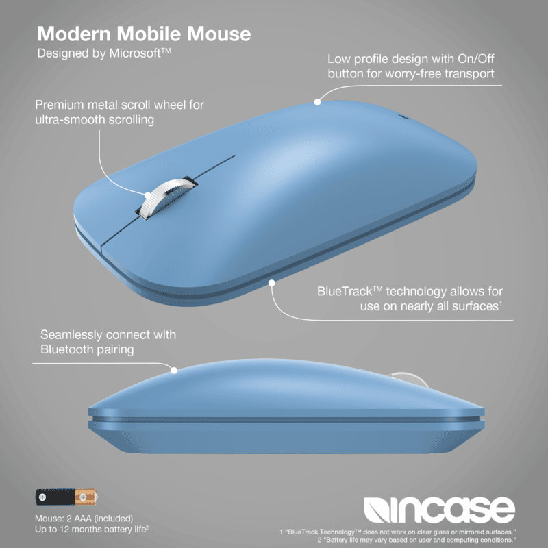 Incase Designed by Microsoft Bluetooth Modern Mobile Mouse Sapphire [KTF-00077]