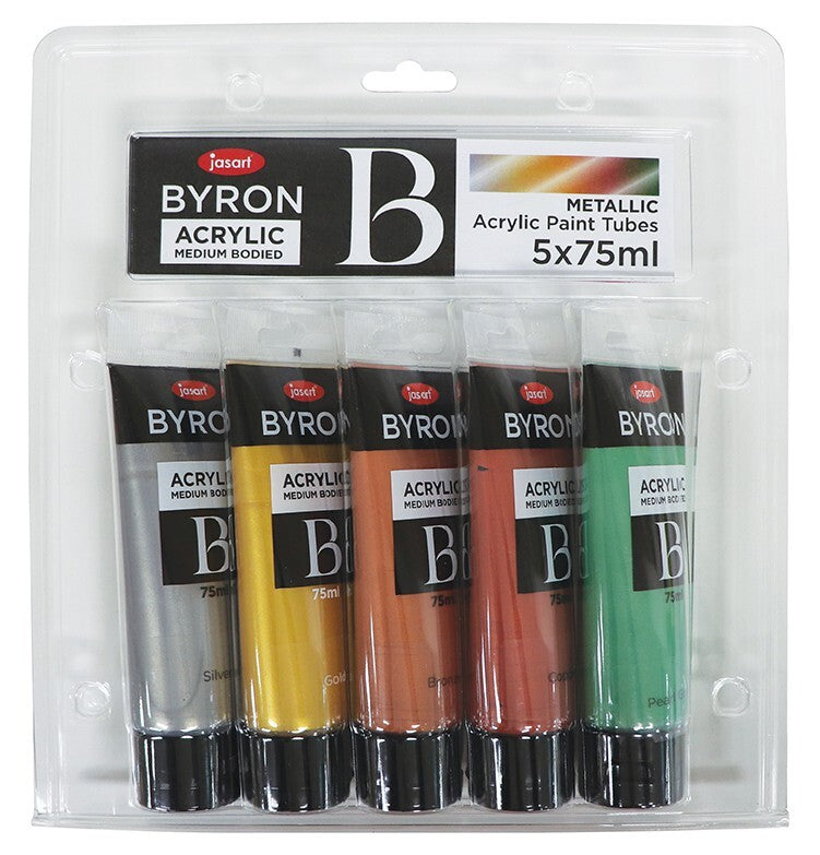 Jasart Byron - Acrylic Paint (75ml) Metallic: Set of 5