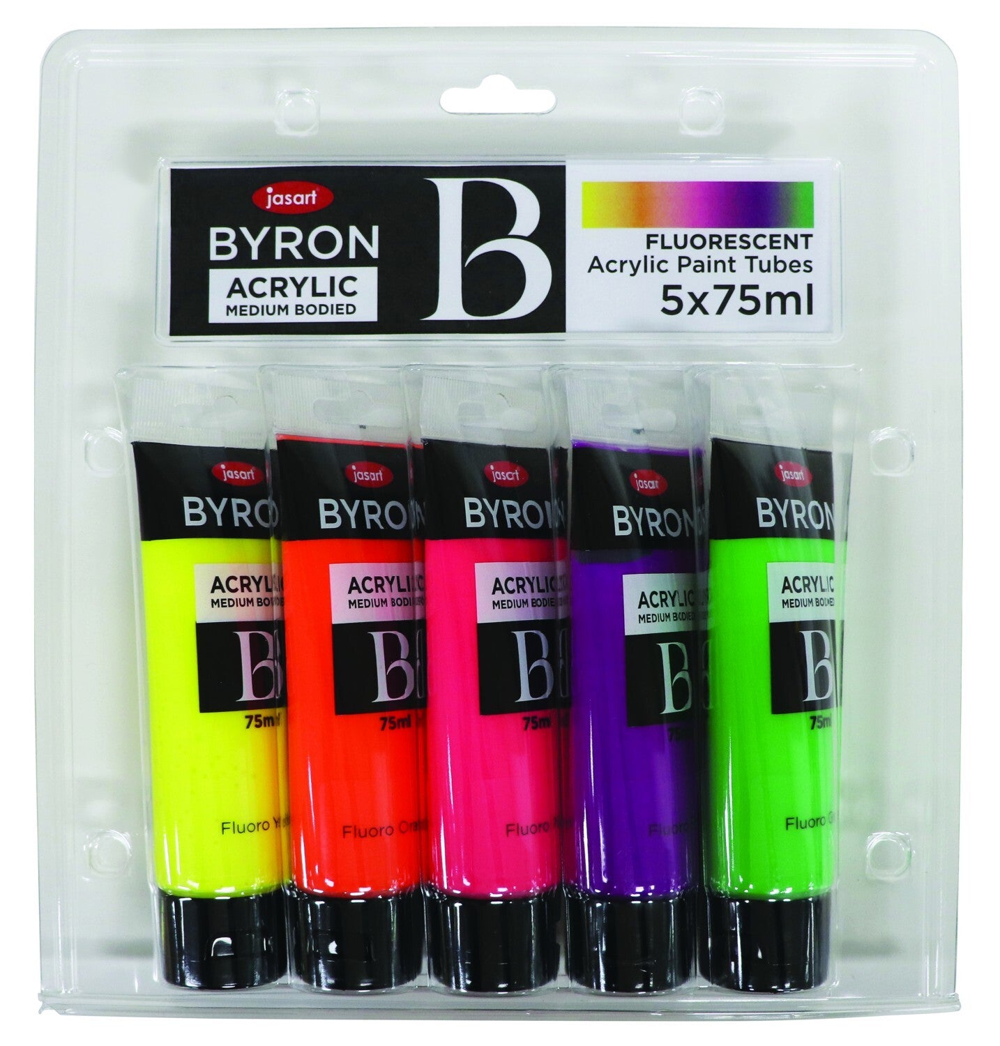 Jasart Byron - Acrylic Paint (75ml) Fluoro: Set of 5