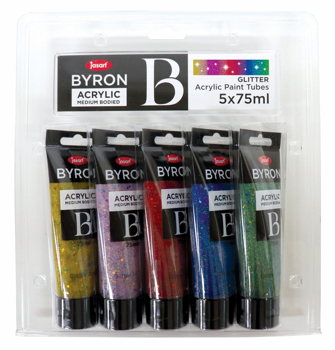 Jasart Byron - Acrylic Paint (75ml) Glitter: Set of 5