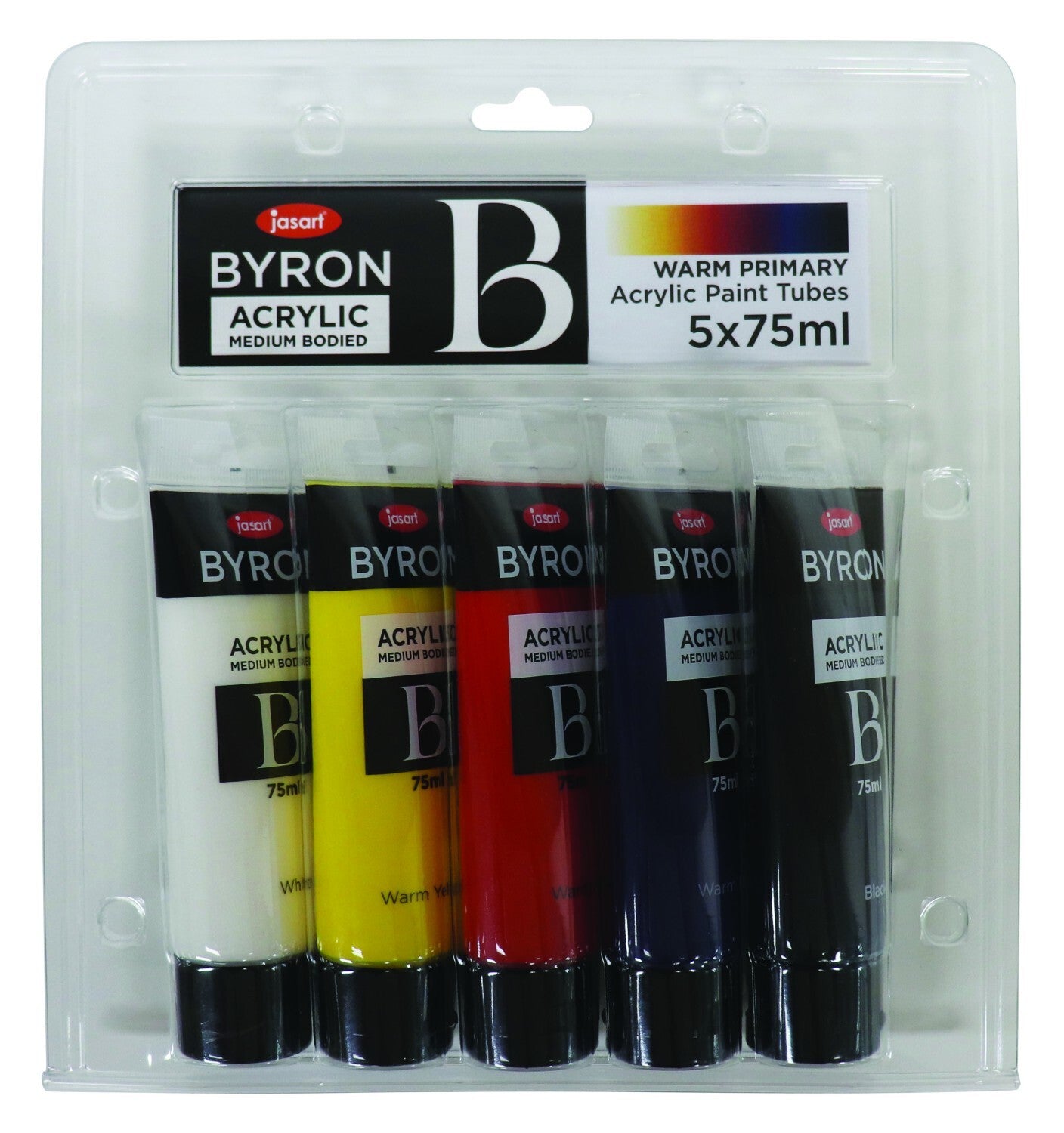 Jasart Byron - Acrylic Paint (75ml) Primary Warm: Set of 5