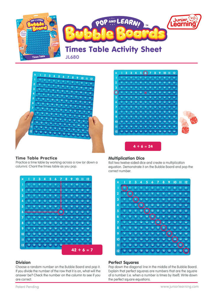 Times Table Bubble Board